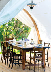 Luxury dining table setting on luxury accommodation in Masai Mara at Lion Sands Masai Mara Lodge