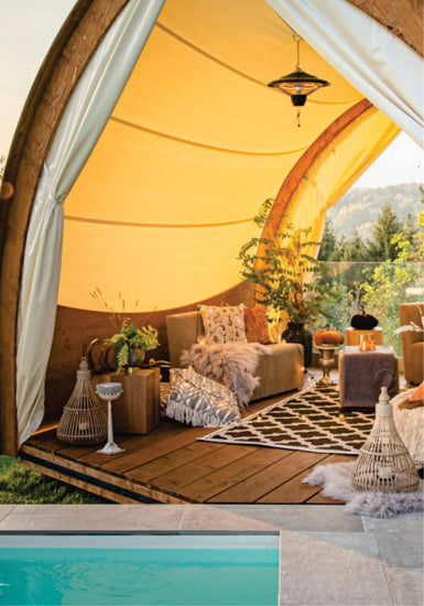 Interior view of budget shared tented camp in Masai Mara with furniture for staying with like-minded guests on group joining safaris