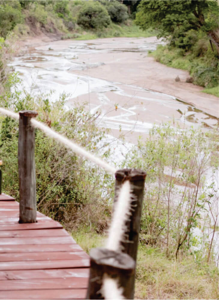 Terrace facing river for enjoying a heart-warming stay at Lion Sands Masai Mara Lodge
